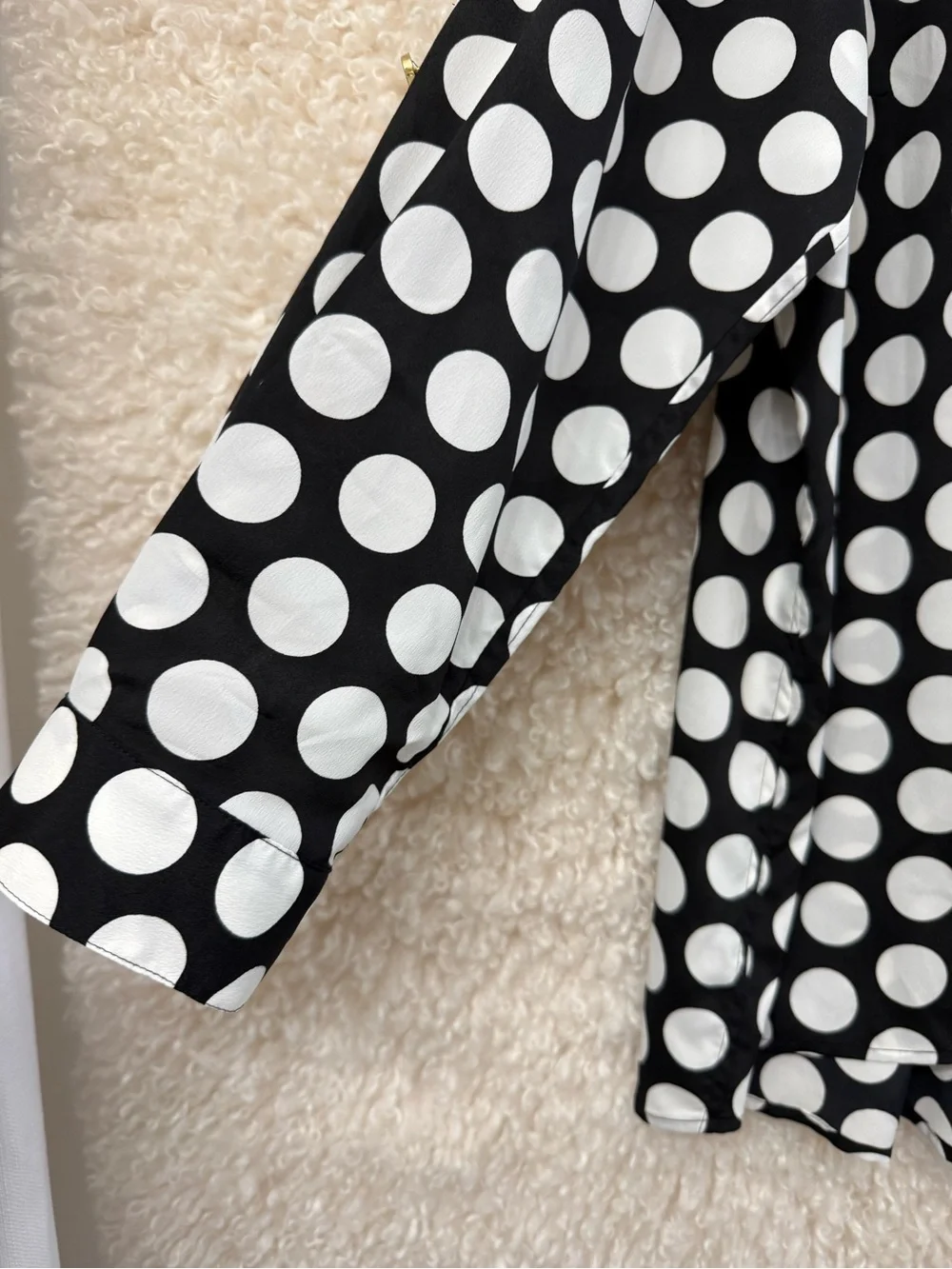 Michael Kors Black Button-Down Shirt with White Polka Dots